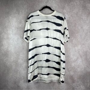 ATM Anthony Thomas Melillo Tie Dye Stripe Silk T-Shirt Dress In White Size XS/S